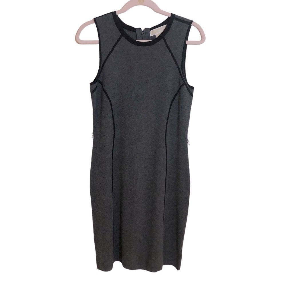 Michael Kors Sleeveless Gray Knit Sheath Dress Size Petite Medium